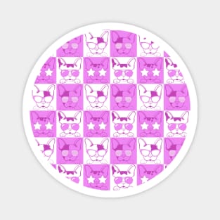 Frenchies with Glasses Pattern Pink Magnet